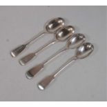 A pair of late Victorian silver teaspoons; together with a pair of silver plated mustard spoons (2)