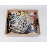 A box of mainly modern costume jewellery, to include beaded necklaces, loose beads etc