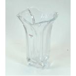 A large 20th century crystal vase, of tulip shape to square base, indistinctly signed Crystal