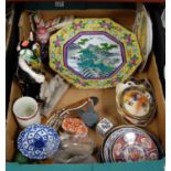 A box of miscellaneous items, to include reproduction ceramic Tang horse, reproduction Chinese