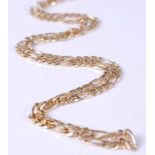 An Italian yellow metal flat curblink necklace stamped 14k and 585, 24.4g, 60cm