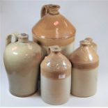 A Doulton Lambeth two-tone stoneware flagon for Greene King & Sons Ltd, Bury St Edmunds; together
