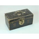 A George V leather clad and brass mounted Ordnance Office Deed Box, width 29cm