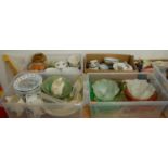 Four boxes of mixed ceramics to include Japanese eggshell part tea set, cottage ware biscuit barrel,