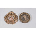 Continental school, late 19th century, portrait miniature of a cherub, within pierced gilt surround,