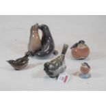 Assorted Royal Copenhagen porcelain animal ornaments to include pair seal pups and four various bird