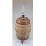 A Victorian Doulton & Watts Lambeth Pottery salt-glazed stoneware sherry barrel, with applied