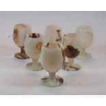 A set of six circa 1970s onyx goblets, each height 12cm