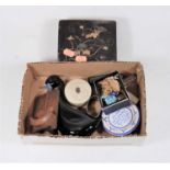 A collection of miscellaneous items, to include a small black lacquered gilt decorated box,