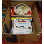 A box of miscellaneous items, to include reproduction London Midlands Scottish Railway notice,