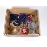 A box of miscellaneous costume jewellery, mainly being modern bangles, beaded necklaces etc