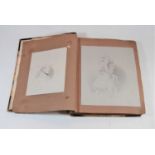 A 19th century leather bound album, written in pencil to the opening page, 30 in total, pencil and