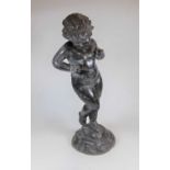 A bronzed metal figure of a nude, in standing pose, h.55cm