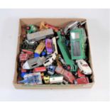 A box of assorted loose and playworn diecast toy vehicles, to include Lone Star Chevrolet Corvair,