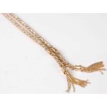 A 9ct gold rope twist necklace intertwined with smaller white metal box links, stamped 375, gross