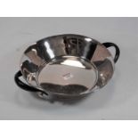 A Thomas Goode of London polished chrome twin handled bowl in fitted box, dia. 29cm