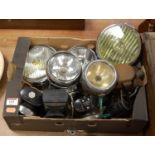 A collection of assorted car lamps and lanterns, to include Bosch and Stadium etc