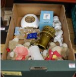 A box of miscellaneous items, to include a Border Fine Arts Beatrix Potter Classics figure of Jemima