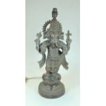 A large cast metal table lamp in the form of Ganesh, h.54cm (including fittings)