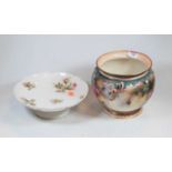 Royal Worcester Hadley ware jardiniere, polychrome decorated with cabbage roses on a shaded
