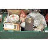 One box of miscellaneous china and glassware, to include a Japanese koro and cover, various teawares
