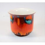Poole Pottery jardiniere, drip glaze decorated in shades of orange, red, turquoise and black,