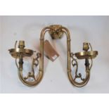 A French style brass twin sconce wall light fitting
