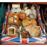 A box of miscellaneous items, to include Price Kensington cottage tablewares, a Coalport Coaching
