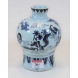 An 18th century Dutch Delft bottle vase (restored), height 16cm