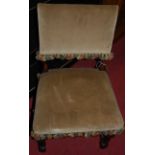 A 19th century walnut spiral turned single dining chair, having upholstered pad back and seat