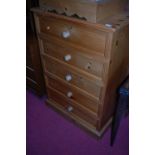 A modern pine chest of five long drawers, w.76cm