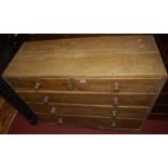 A pine chest of two short over three long graduated drawers, w.100cm
