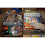 Two boxes of mixed toys, games, etc