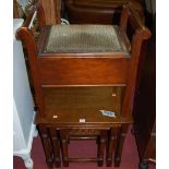 A contemporary moulded nest of three occasional tables, together with an Edwardian walnut piano