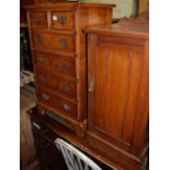 A contemporary yew wood small chest, of two short over four long drawers, w.47.5cm; together with an