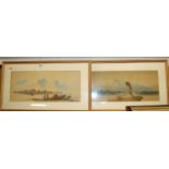 Edwin Earp - pair river landscapes, watercolour with body colour, each signed lower left, 24x55cm (