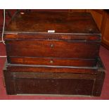 A 19th century mahogany hinge topped cutlery box; together with an oak table-top shop till (2)
