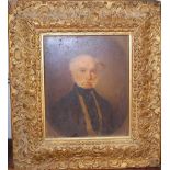 19th century English school half length portrait of a gentleman - tinted print, 22x18cm, in gilt