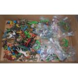 One box containing a quantity of Britains Detail figures etc to include Gladiators, Black Knights,