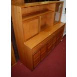 A Nathan teak wall unit, width 153 cm