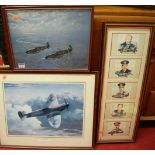 Assorted military and aviation interest reproduction prints