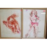 Peter Collins - female nude, ink and watercolour wash, signed lower right 40x30cm, and two others by