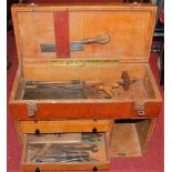 A ply toolbox and contents of sundry carpentry tools
