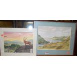 Ron Chalice - river landscape, watercolour, 23x32cm; and one other (2)