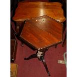 A 19th century mahogany hexagonal topped pedestal tripod occasional table; together with an