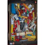 Two boxes of playworn diecast to include Matchbox Seakings, Corgi Juniors etc