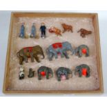 A quantity of various Britains, Timpo, and other elephants, circus figures, and wildlife figures, to