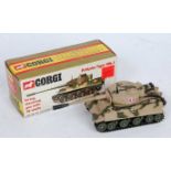 A Corgi Toys No. 900 Tiger Mk1 tank, appears as issued, in the original all-card box with 15 red