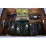 Two trays containing 36 various mixed boxed modern release 1/43 and similar military scale