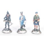 A Chas Stadden white metal military figure group, three examples, to include a Trooper of the